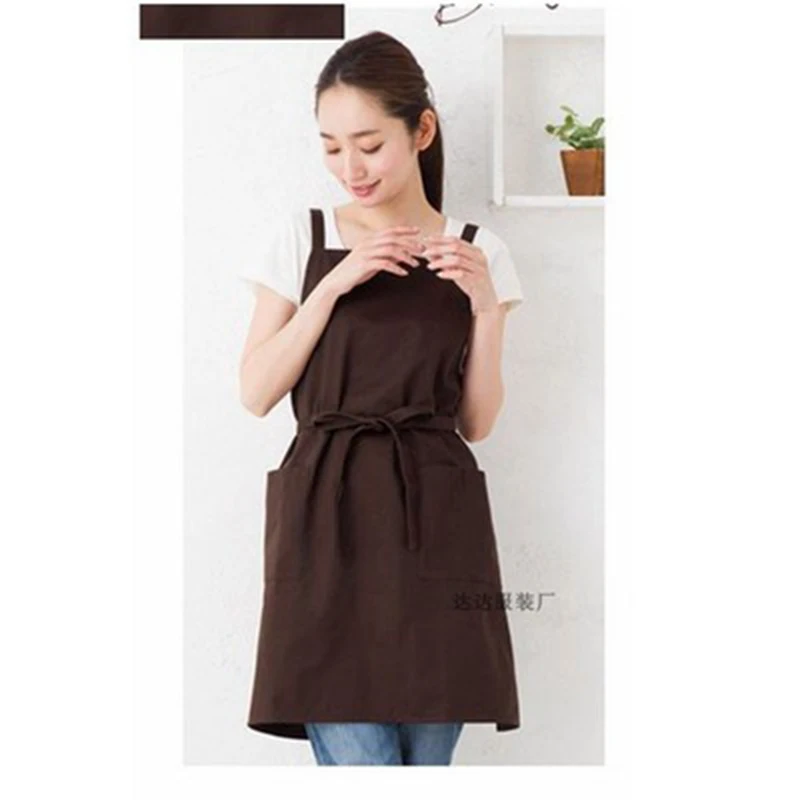 Pure Color Cooking Kitchen Apron for Woman Men Chef Waiter Cafe Shop BBQ Hairdresser Aprons Bibs Kitchen Accessory Print Logo - Color: 3