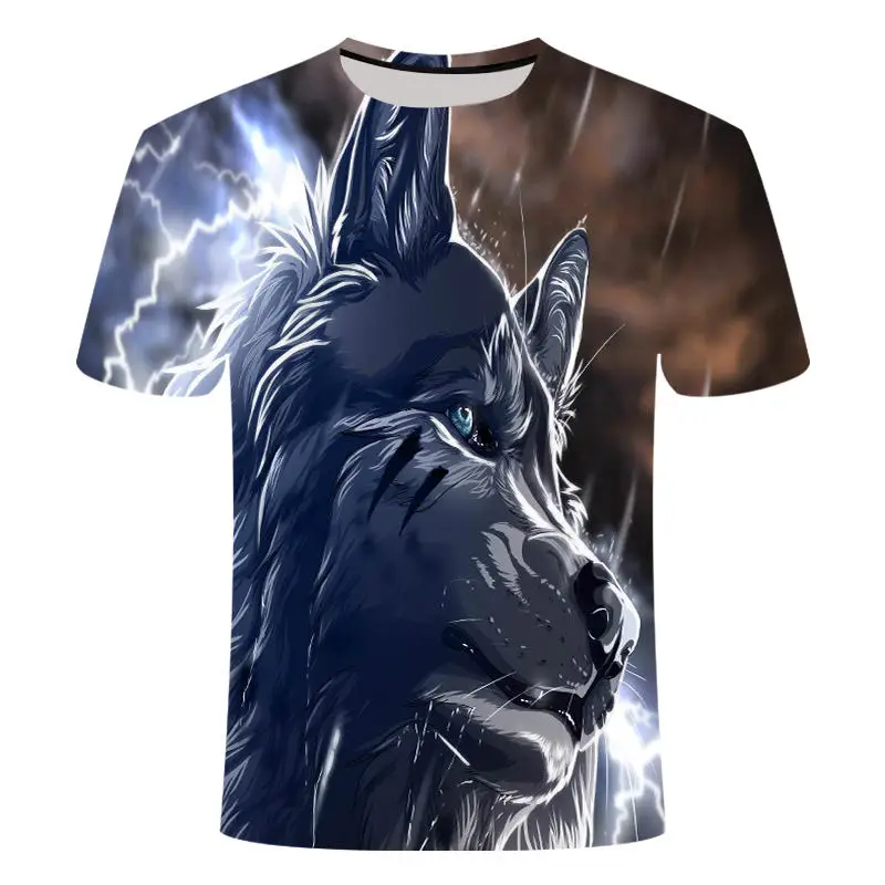 2019 New men Super Clear Wolf King T-shirt casual short sleeve o-neck fashion Funny printed 3D t shirt men/woman tees = tshirt