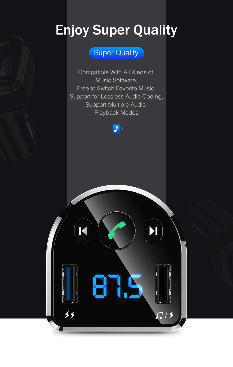 YKZ Bluetooth автомобильное зарядное устройство fm-передатчик светодиодный дисплей Автомобильный аудио mp3-плеер двойной USB быстрая зарядка автомобильное зарядное устройство для телефона samsung