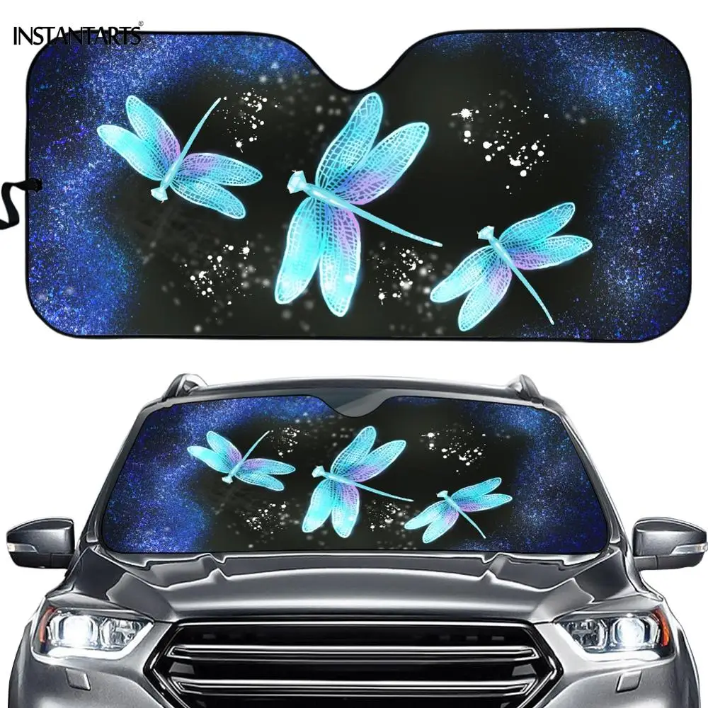 

INSTANTARTS 3D Sunflower Dragonfly/Bee Pattern Sunshade Car Front Window Protector Summer Windscreen Windshied Car Accessories