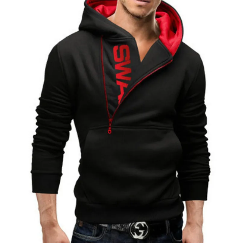 

Spring autumn 2020 new product Sweatshirt Men fashion Hoodies side zippers contrast color hoodies men stitching zipper hoodies