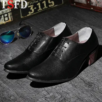 

Non-slip Leather Sneakers Man Office Shoes Men's Summer Shoes Increase Moccasins Men Dress Shoes Black Platform Wedge Shoes Y15