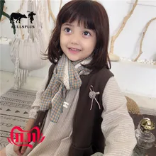 Детский клетчатый кружевной шарф, Милый хлопковый шарф для малышей на осень и зиму