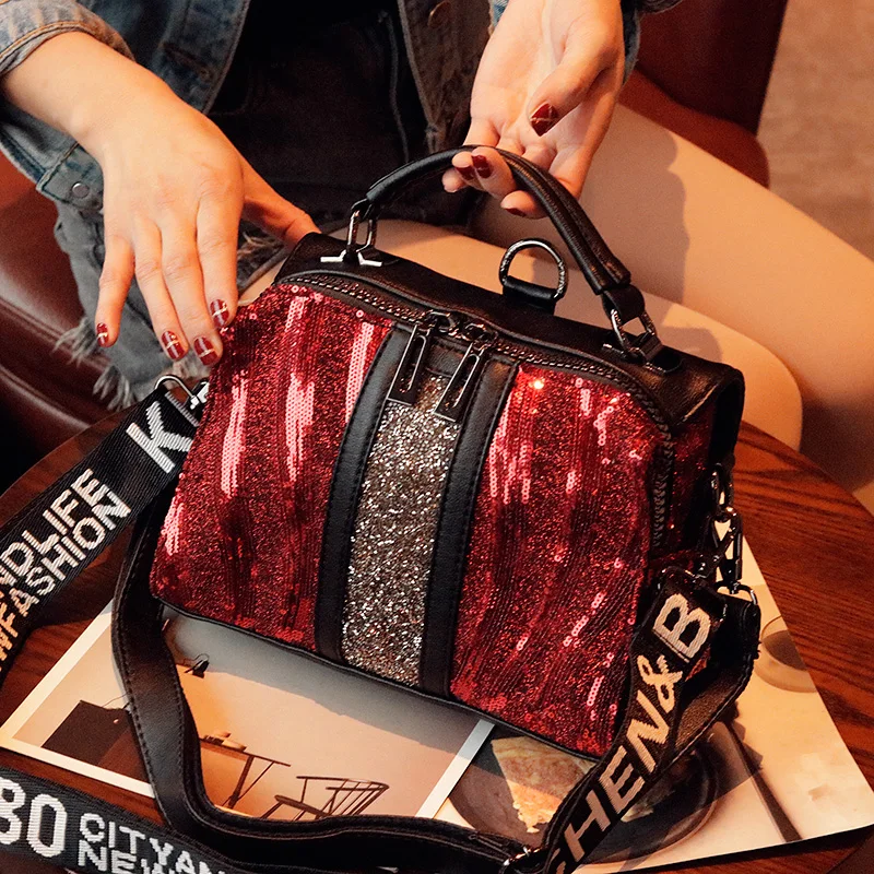 

Diamond Bag Female 2020 New Wave Sequin Soft Leather Shoulder Messenger Bag Wild Handbag Multipurpose Small Bag Sac A Main Femme