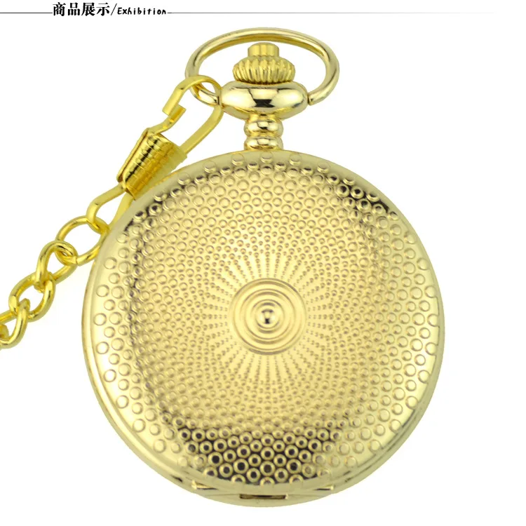 

2019 Gold Pocket Watch vintage Hand Winding Quartz Pocket Watch Pendant Necklace Chain clock pendant