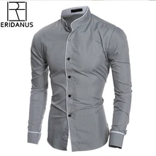 Весна Осень рубашка Мужская модная одежда рубашка Slim Fit с длинным рукавом мужская повседневная рубашка Camisa черная X823