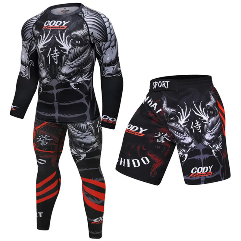 Sports Apparel Men Boxing Set MMA Kickboxing Sets Compression Jerseys