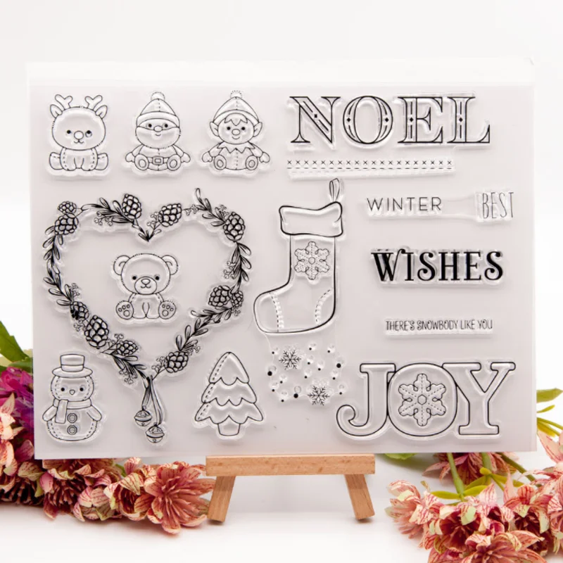 

Snowman Deer Transparent Clear Silicone Stamp Seal Cutting DIY Scrapbooking Rubber Coloring Embossing Diary Decoration Reusable