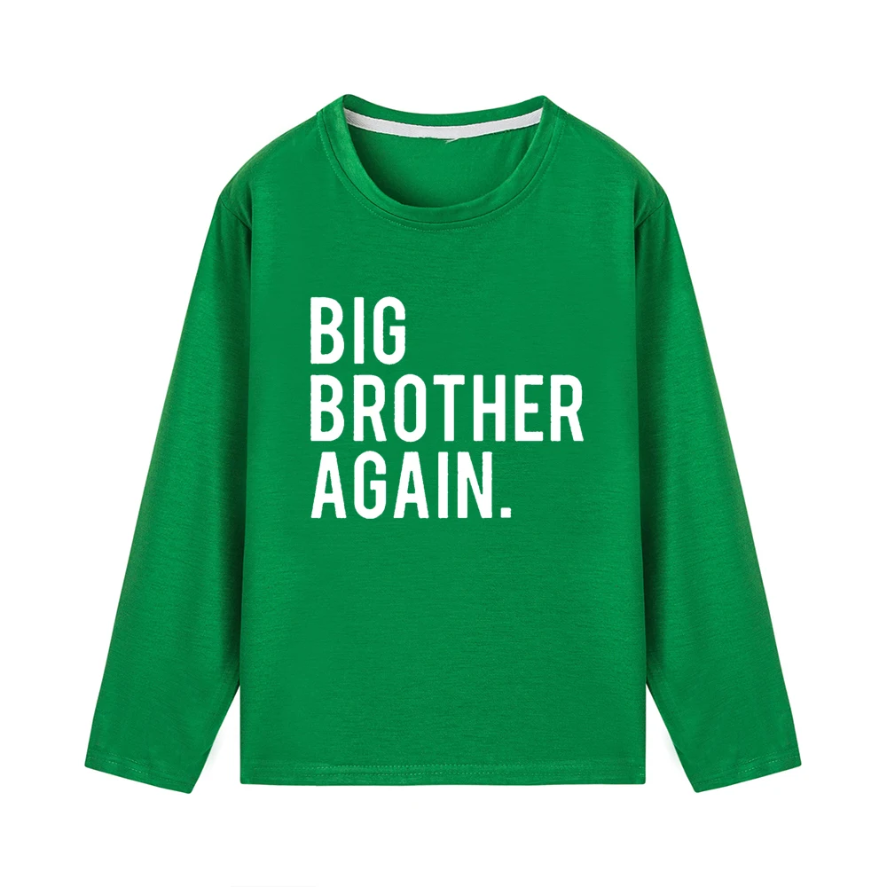 Детские футболки с длинными рукавами для мальчиков с надписью «Big Brother Again»; крутая Осенняя футболка с надписью «Brothers family look»; футболки; одежда для малышей - Цвет: 41L5-KLTGN-