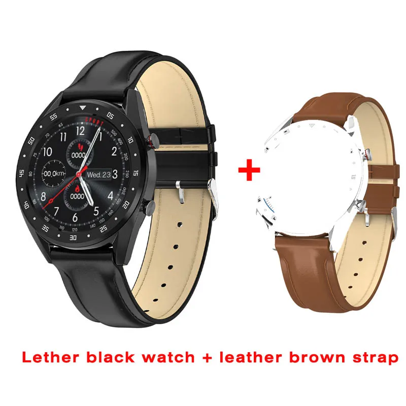 black add brown Greentiger ЭКГ+ PPG HRV Bluetooth L7 Смарт часы для мужчин IP68 водонепроницаемый монитор сердечного ритма кровяного давления Smartwatch VS L5 L8 - Цвет: black add brown