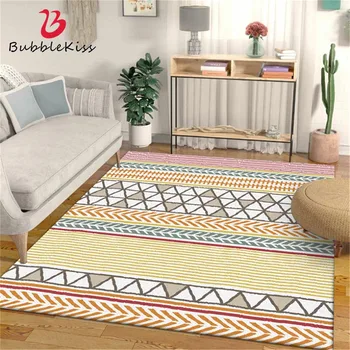 

Bubble Kiss European Style Line Pattern Thickened Area Rug Colorful Design Carpets for Living Room Crystal Velvet Bedside Mats