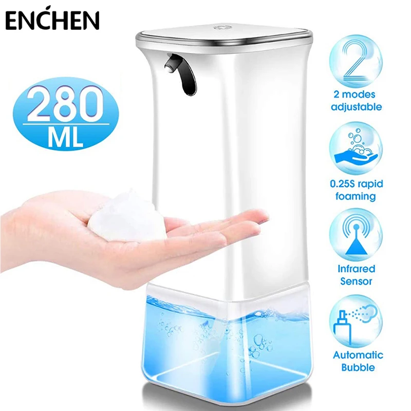 ENCHEN Automatic Touchless Foam Soap Dispenser with Infrared Motion Sensor 280ML Foam Soap Dispenser for Bathroom Kitchen 1