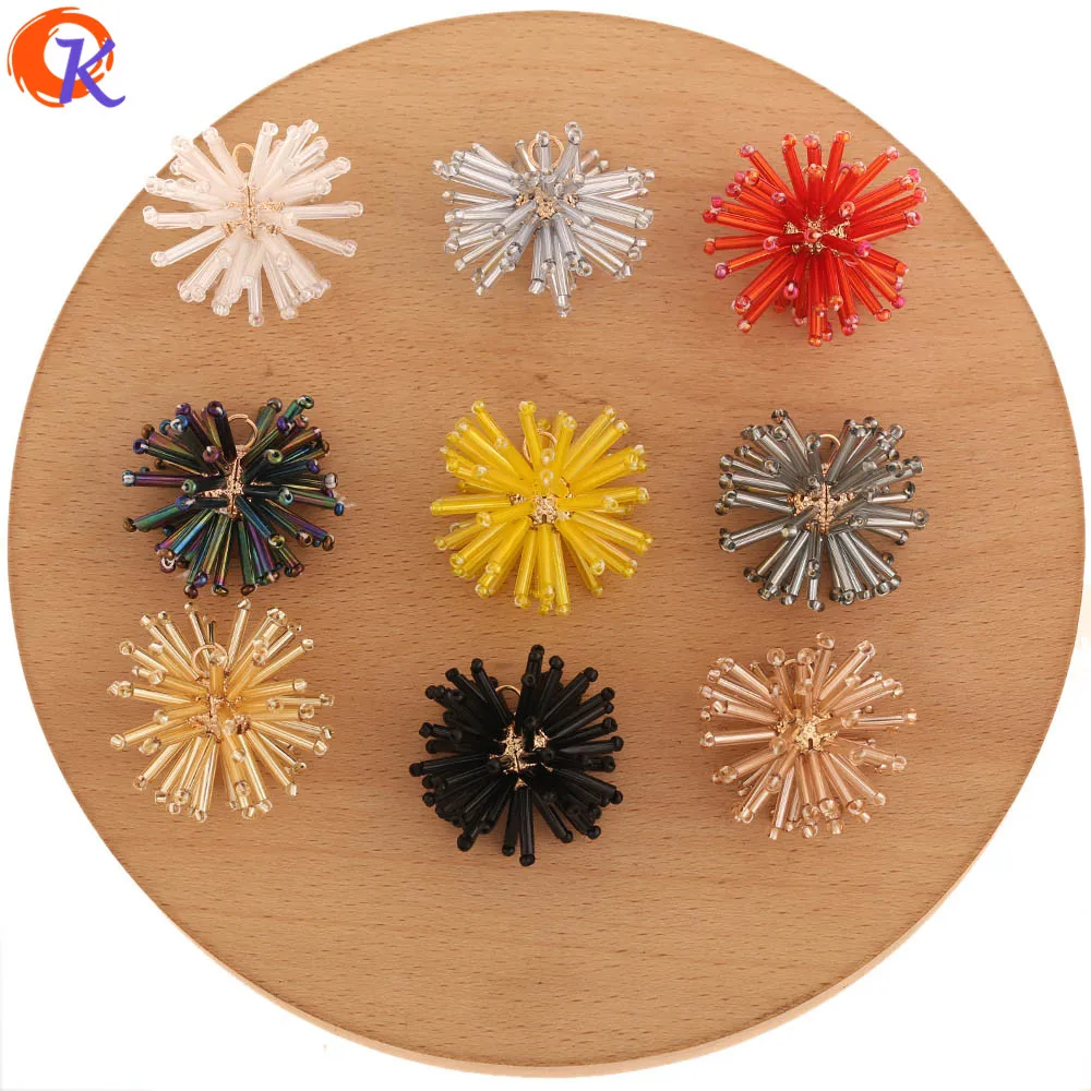 Cordial Design 10Pcs 30*30MM Jewelry Accessories/Crystal Beads Charms/Hand Made/Flower Ball Shape/Earring Findings/DIY Making