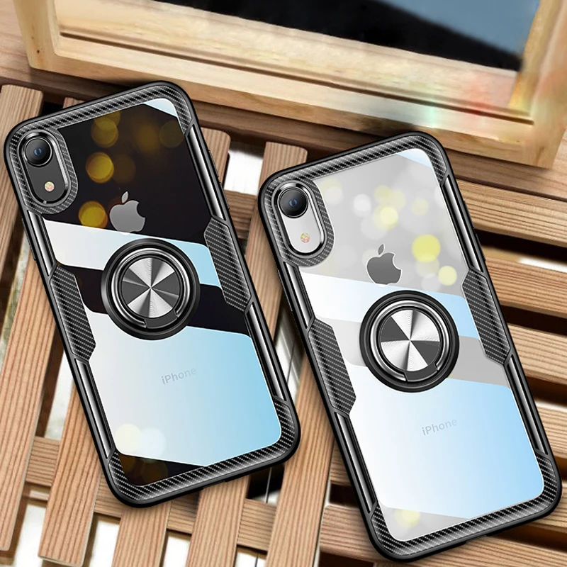 Чехол-подставка с кольцом для iPhone 11 Pro XS Max XR X 7 6 S Plus прозрачная Противоударная