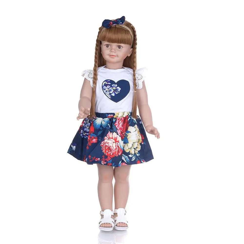 

Full Silicone Cute Stand girl Toddler Baby Doll Lifelike 30 inch bebe reborn Dressed Up Handmade Reborn Baby Dolls toys