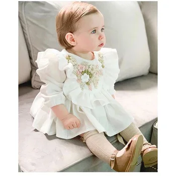 

Baby Born Clothes Infant Girls Long Sleeve Emboridery Flower Rompers Children Twins Outfits Babygrow Bodysuit Autumn Clothing