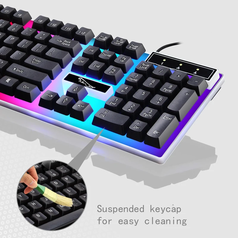 Проводная клавиатура и мышь, набор, игровая клавиатура с подсветкой, Радужный цветной светодиодный подвесной круглый колпачок, геймерская клавиатура для ПК, ноутбука