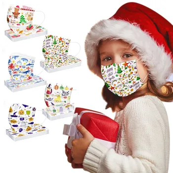 

50pcs Christmas Disposable Mask For Face Kids Mascarilla Dustproof Face Shields 3ply Mascarillas Infantiles Face Mask fashion
