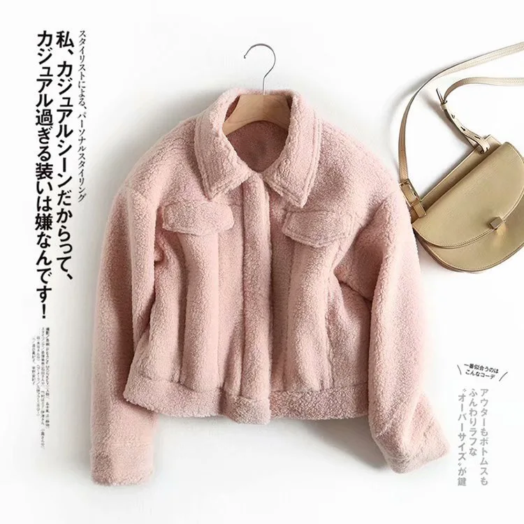 

F5048-Western Style WOMEN'S Dress 2019 Autumn & Winter New Style Short Loose-Fit Fold-down Collar Nap Coat Women's