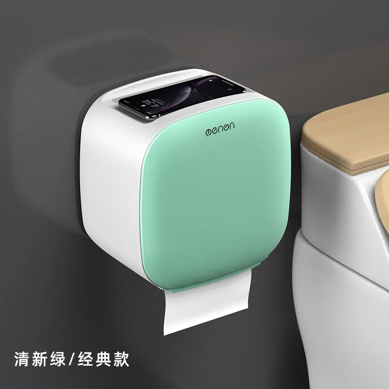 Green-B Коробка для салфеток для туалета Туалетная бумажная полка, туалетный картон без пробойника водонепроницаемый для туалетной бумаги коробка креативная коробка KT716154 - Цвет: Green-B