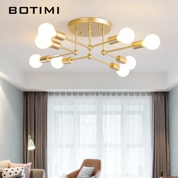 

BOTIMI Modern LED Ceiling Lights For Living Room Ceiling Lamp Designer Golden Metal Surface Mounted Bedroom Lighting Fixtures