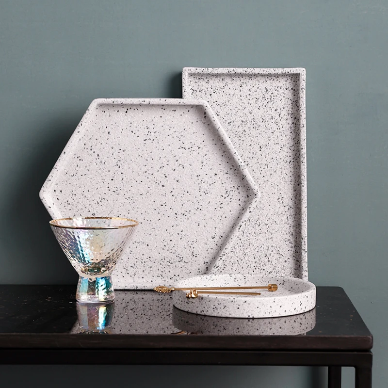 Terrazzo керамический поднос для чая, поднос для снэков, тарелка для ванной комнаты, поднос для хранения, органайзер, тарелка, подарки