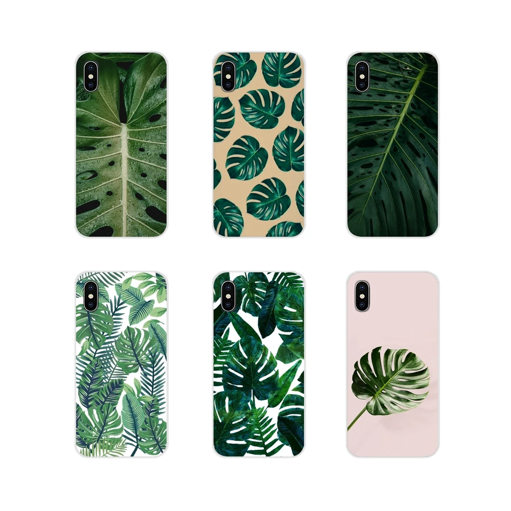 Зеленый лист Monstera для Samsung Galaxy S2 S3 S4 S5 Mini S6 S7 Edge S8 S9 S10E Lite Plus Аксессуары чехлы