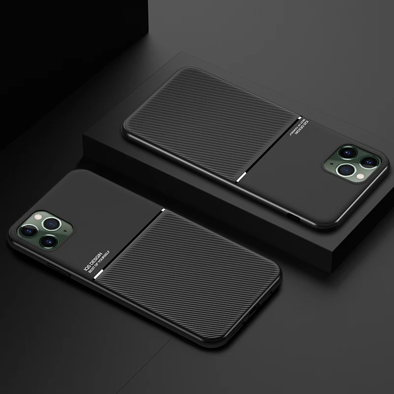 Автомобильный Magetic кожаный чехол с текстурой для iPhone 12 Pro Max 8 Plus Ультратонкий