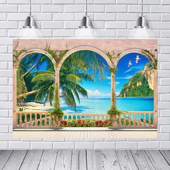 

Mehofoto Beach Theme Photo Booth Background Props Based Marine Photography Hawaiian Luau Photo Booth Props Large Beach Scene