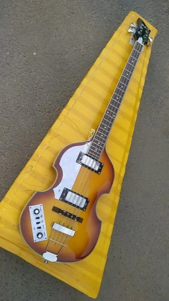 Free Shipping Low Price Left Handed 4 String Bass Violin Electric Bass Guitar Semi Hollow Body