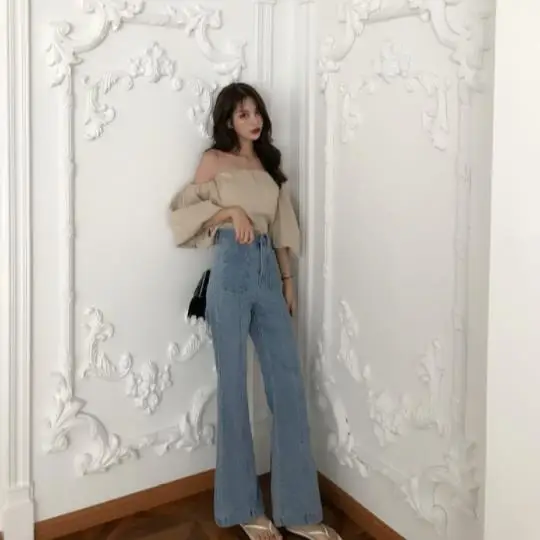 Pantalones Vaqueros Vintage De Cintura Alta Acampanados De Alta