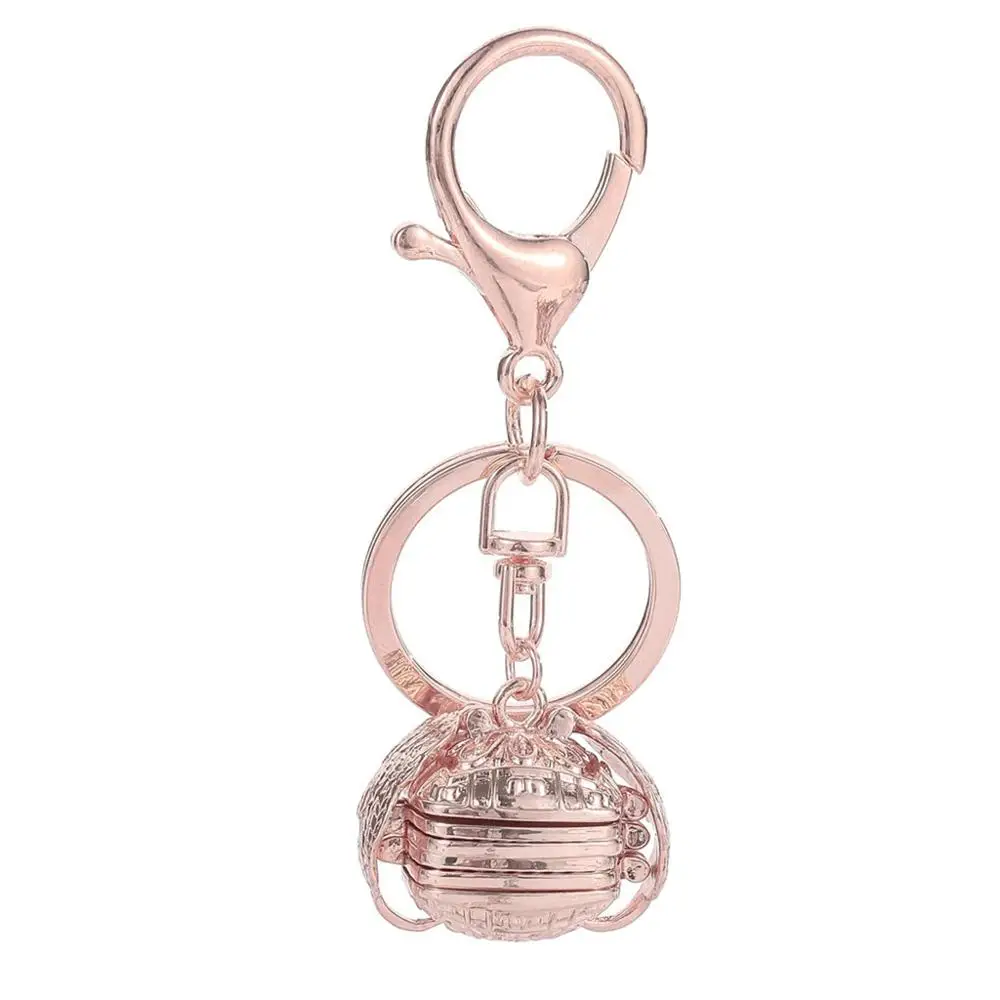 

Rose Gold Keychain Photo Pendant Square Retro Multilayer Phase Box Pendant DIY Angel Wing Memory Box Bag Car Pendant Jewelry