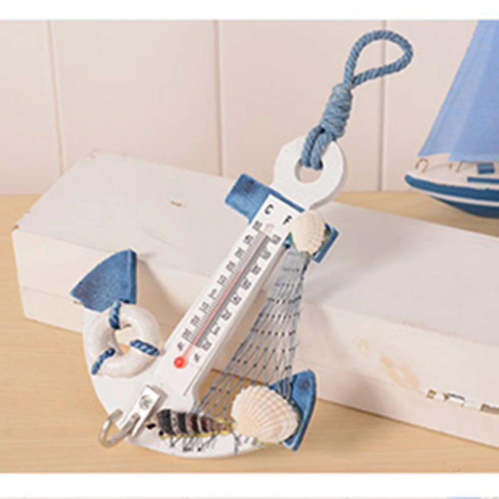 Деревянный термометр в виде якоря 1 шт. настенный крючок измерительный прибор