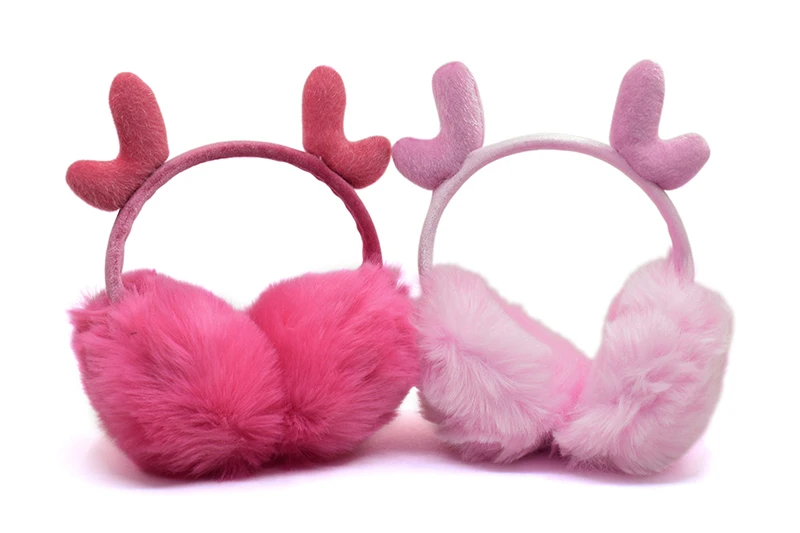 Рождественские наушники с изображением оленя, женские милые наушники с милым покрытием, милые наушники-муфты для оленьи рога, детские наушники для девочек-подростков