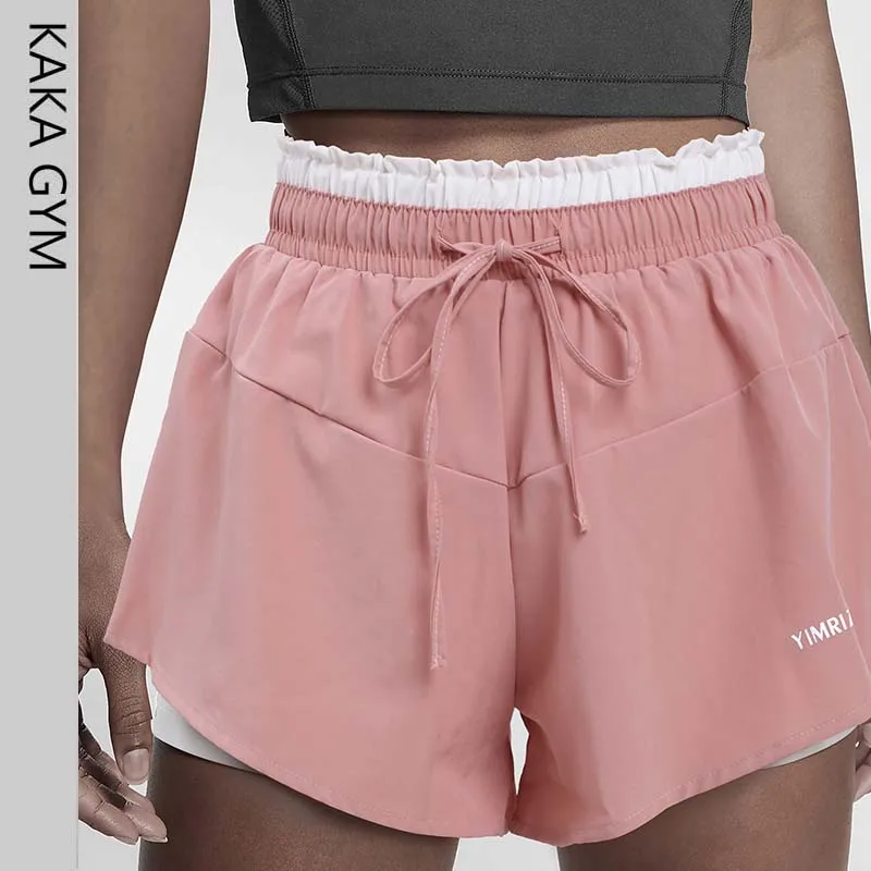 Women 2 In 1 Quick Dry Gym Short Loose Fitness Short Sport Cycling