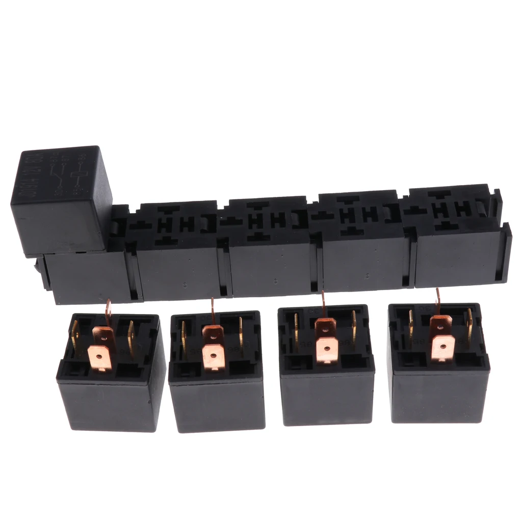 5pcs 80A 5 Pin General Purpose Relay Socket Holder Car Light Alarm Control
