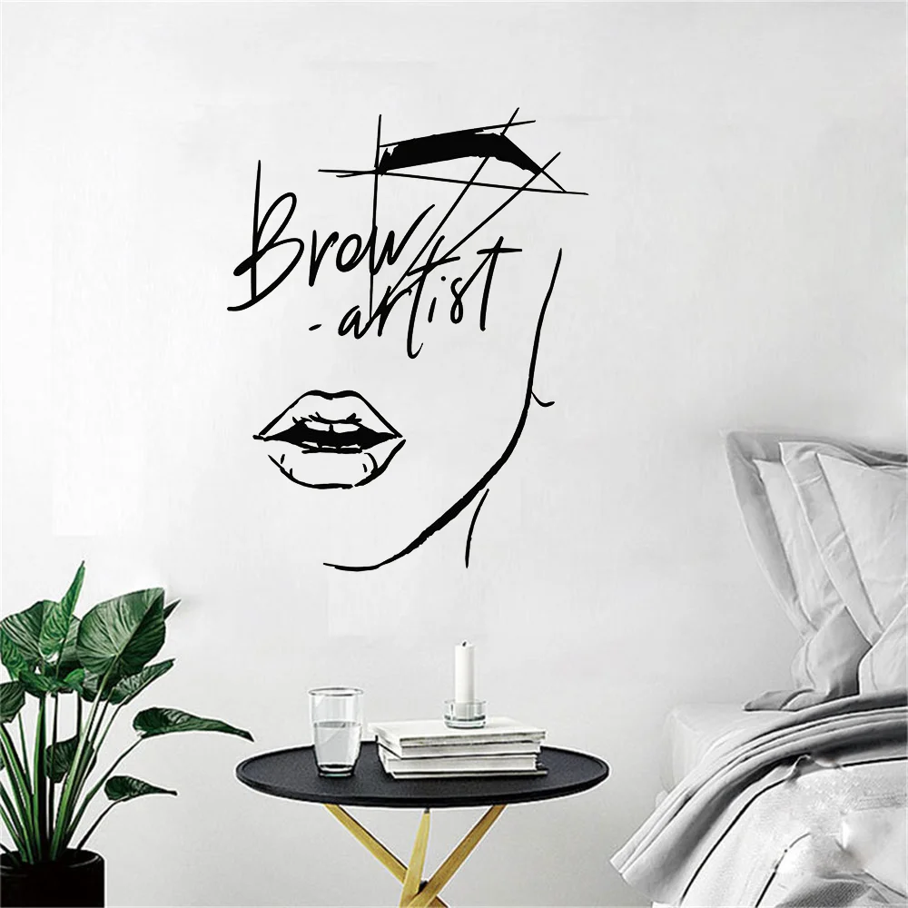 Abstract Girl Face Wall Decal Eyelashes Brow Artist Vinyl Window ...