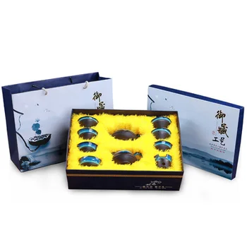 

Original Ore Purple sand kung fu Tea Set Treasures Purple sand Pot Jun kiln Carp Nine-piece Tea Cup Full Set Gift box