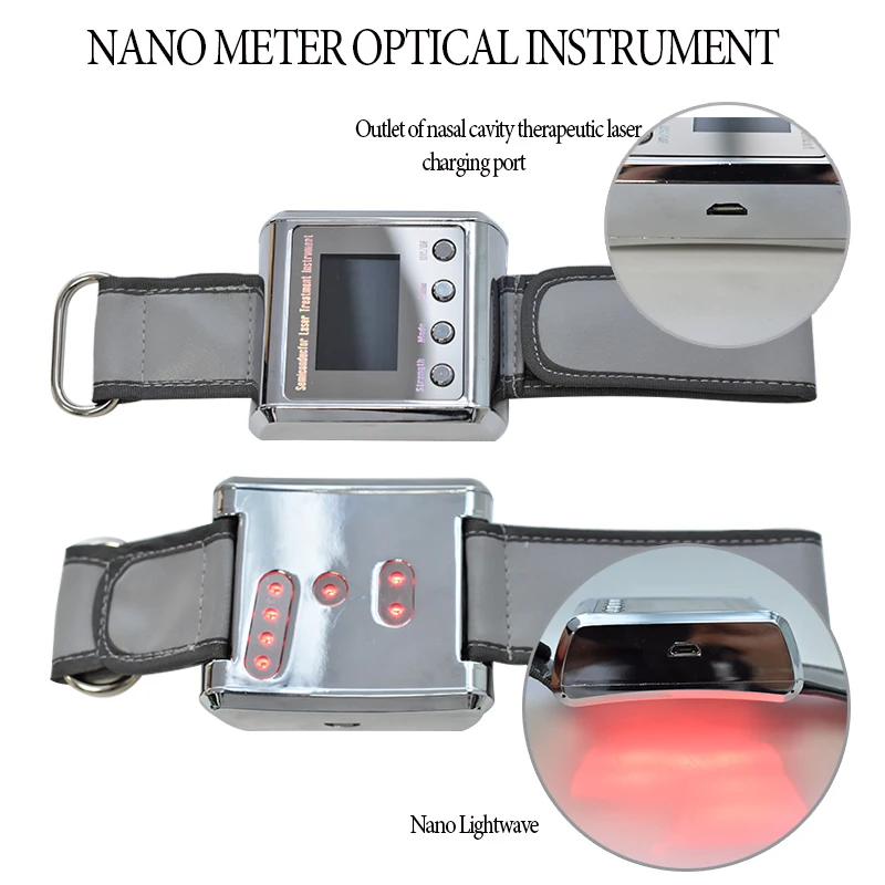 Comprar Diodo 650nm reloj de terapia con láser LLLT para rinitis Diabetes trombosis instrumentos de irradiación láser para el nivel de glucosa