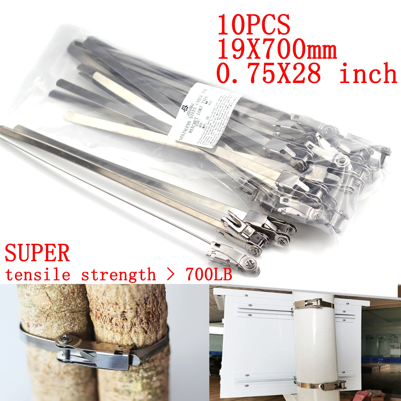 

10PCS 19.0x700mm ratchet Lokt Type Strong Stainless Steel Marine Grade Metal Cable Ties Zip Tie Wraps Exhaust 304 material