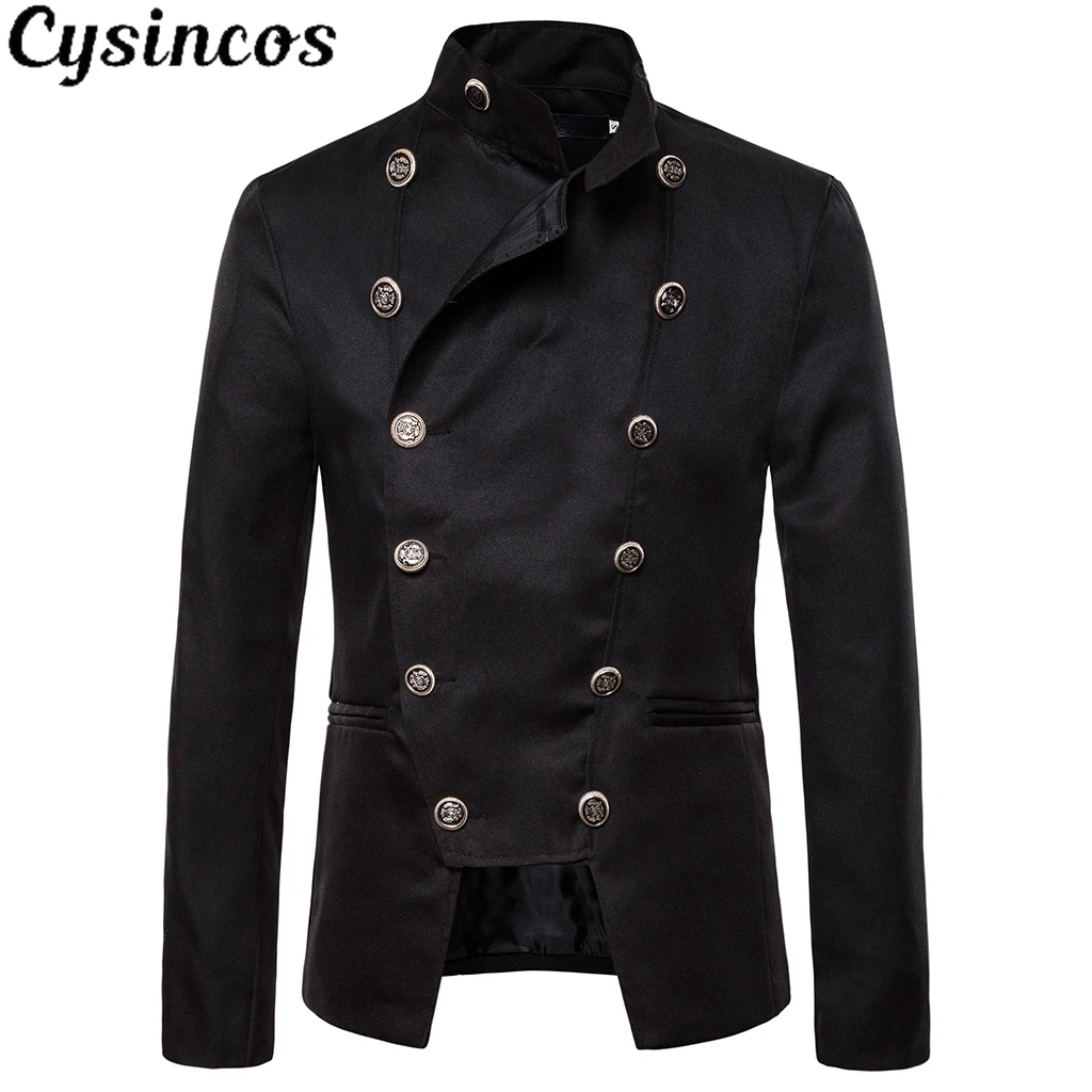 

CYSINCOS New Style Fashion Wind Double Breasted Metrosexual Man Suit Jacket Dress Blazer Men Wedding Stage Performance Clothes