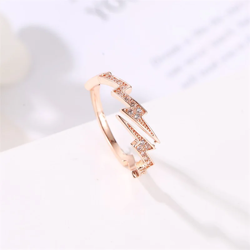 ZYZQ уникальное освещение в форме открытые, кольца на палец для Для женщин, серебро, розовое золото, Цвет доступны с микро камнями, хорошее Ювелирное кольцо