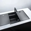 Stainless Steel Kitchen Sink with Folded Faucet Hidden Kitchen Basin Double Bowl Black Sink Nano Above Counter or Undermount ► Photo 1/6