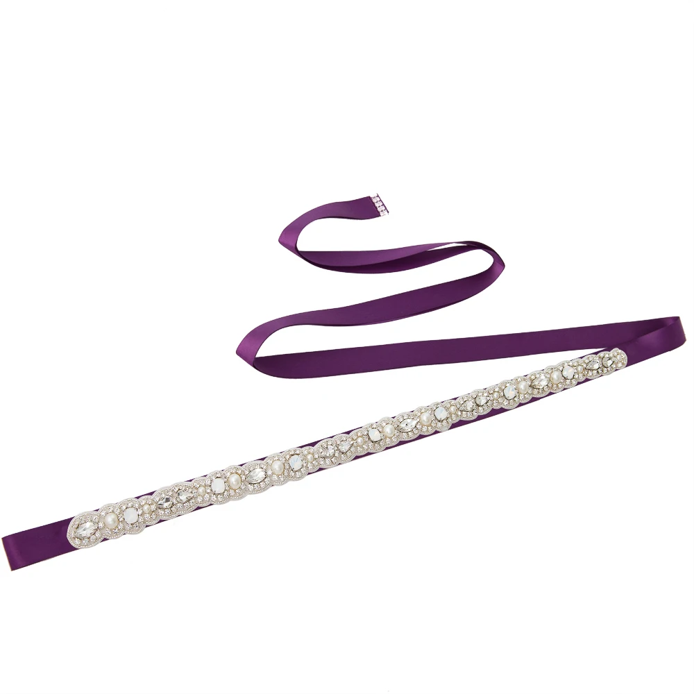 purple TRiXY B274 стразы, свадебное вечернее платье, аксессуары для платьев невесты, подружки невесты, пояс на талии, быстрая - Цвет: purple