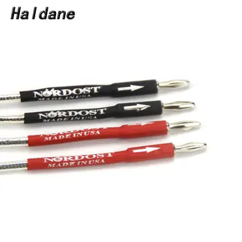 

Haldane 4Pcs Nordost ODIN interconnect audio jumper cable, OCC Copper Silver Plated spade to banana plug Connector Bridge Cable