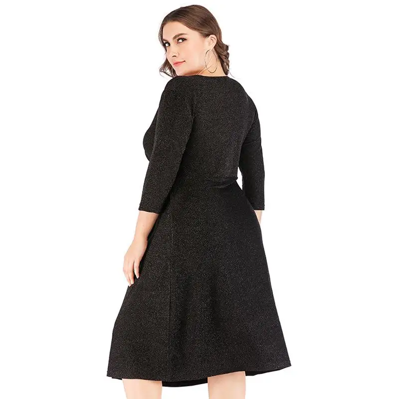 5XL 6XL Сексуальные вечерние платья с v-образным вырезом блестящие вечерние женские платья больших размеров Осень Зима Плюс Размер приталенное платье