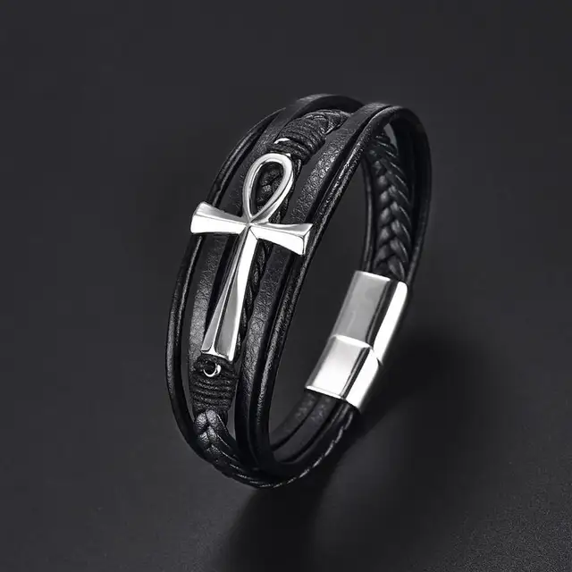 Ibe Multi Layer Design Men's Leather Bracelet - Image 2