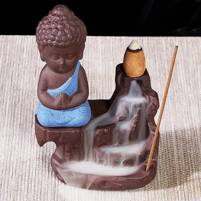 Горячая маленький монах маленький Буддизм Курильница с обратным потоком ладан держатель дом офис Домашний декор FAS6