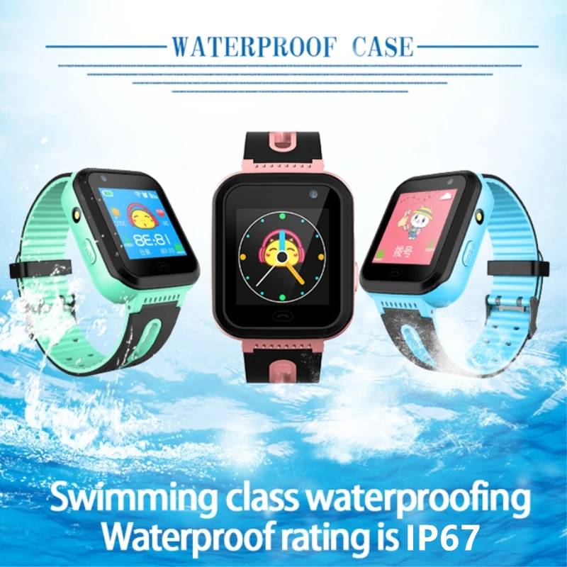 Детские часы с GPS трекер SOS расположение водонепроницаемый IP67 фонарик камера Android
