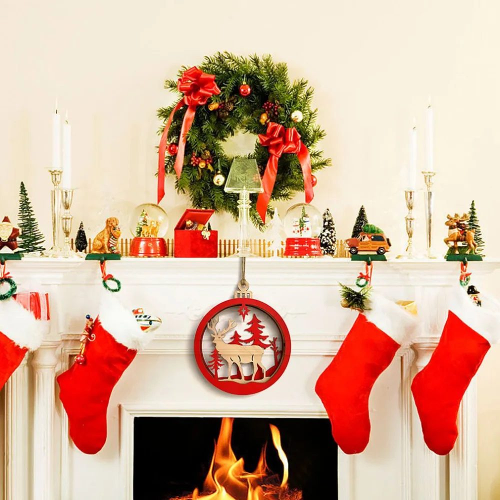 Деревянный Рождественский 3D большой кулон в форме лампочки, украшение, милый интерьер, Рождественский кулон для дома, фейерверк, Рождественское дерево, капли